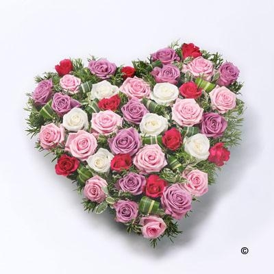 Mixed Rose Heart Pink Red and White