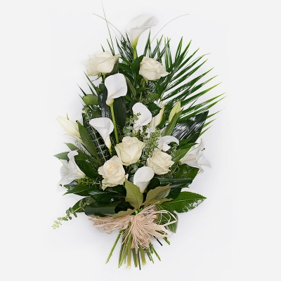 White Rose and Calla Lily Tied Sheaf