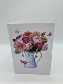 Rose and Peony Greetings Card