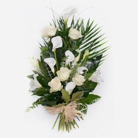 White Rose and Calla Lily Tied Sheaf